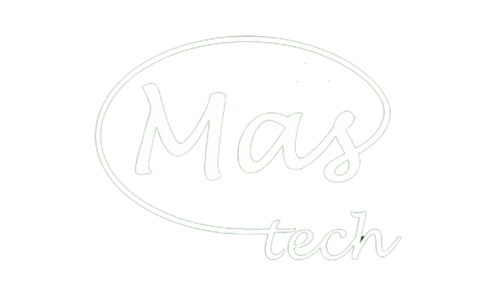 Logotipo da Mas-tech em branco